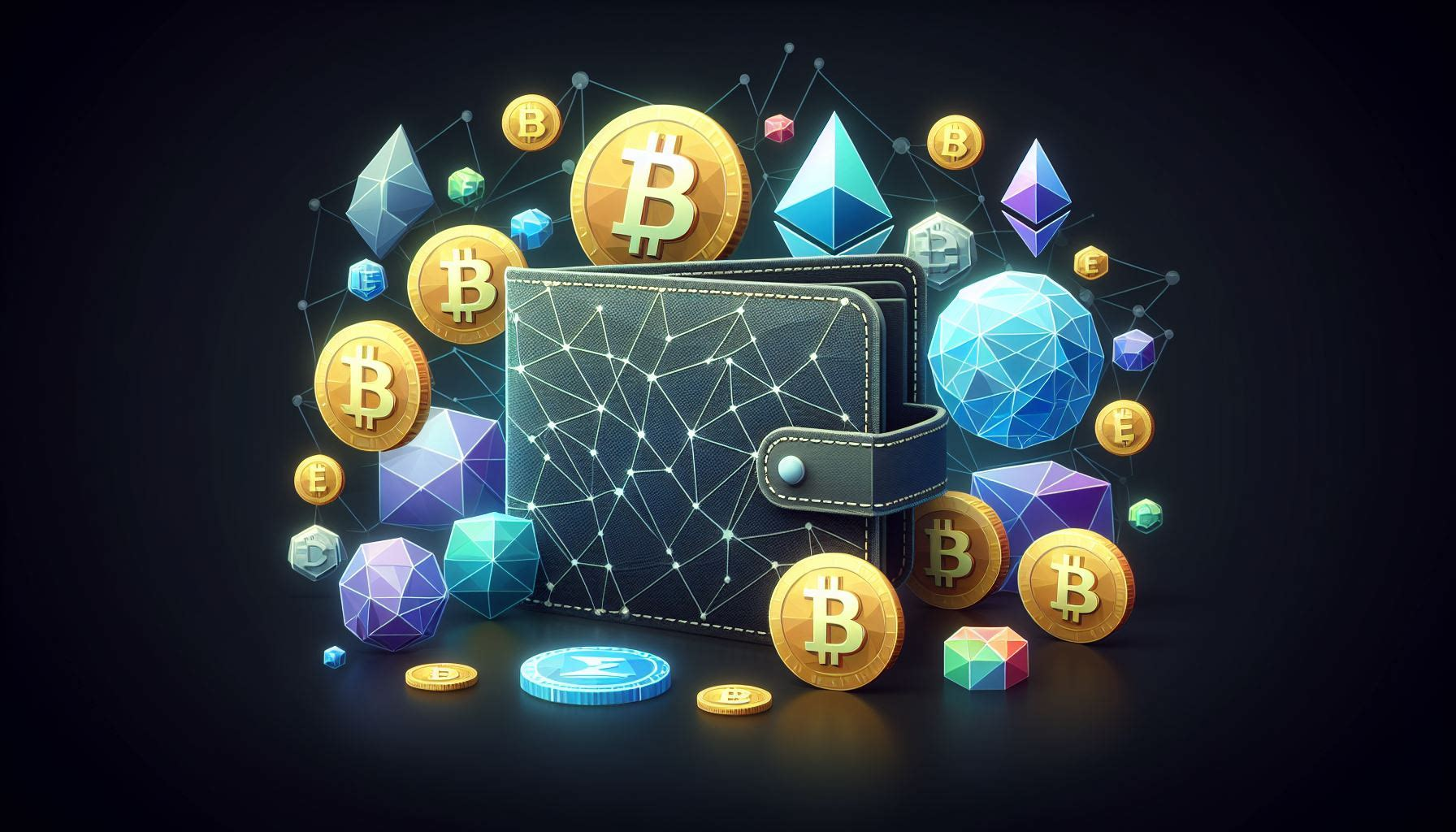 Wallet with crypto logos